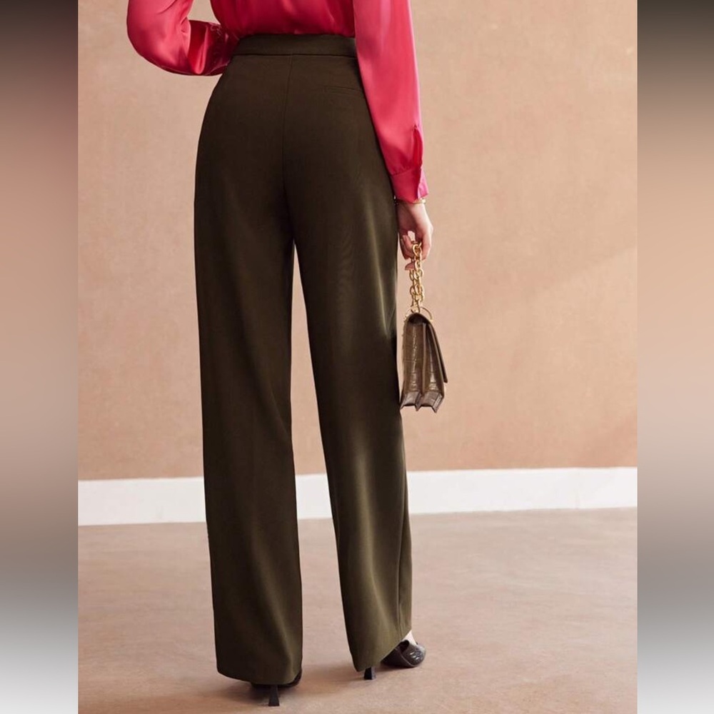 MOTF Olive Green Wide Leg Tailored Pants Trousers | Size S | NWT - Picture 9 of 15